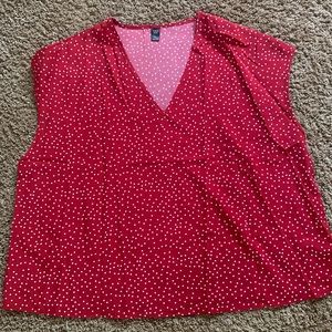 Plus Polka Dot V-Neck Blouse
